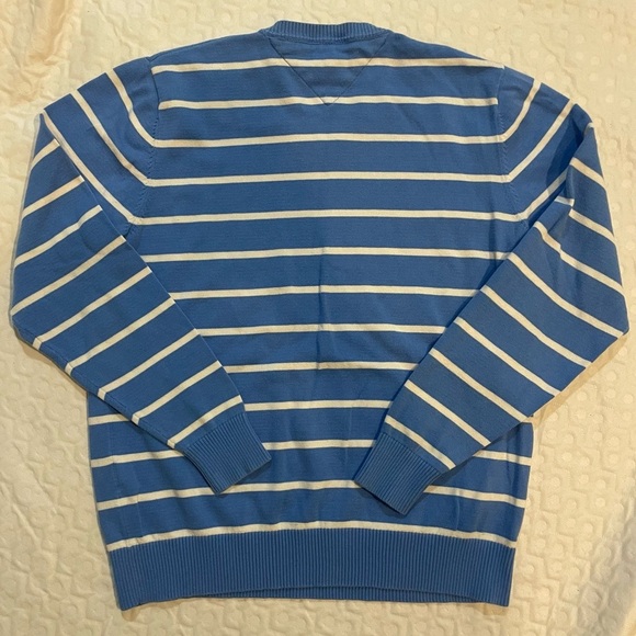 Tommy Hilfiger V-Neck Pullover Sweater Blue and White Striped Nautical Men’s M - Picture 7 of 7